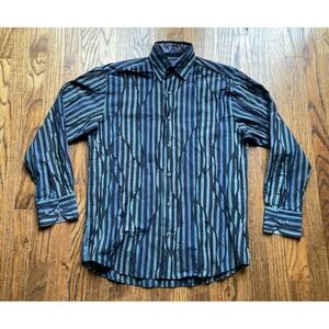 Lansky Bros Shirt Mens Small Long Sleeve Button Up 3D Striped Elvis Flip Cuff